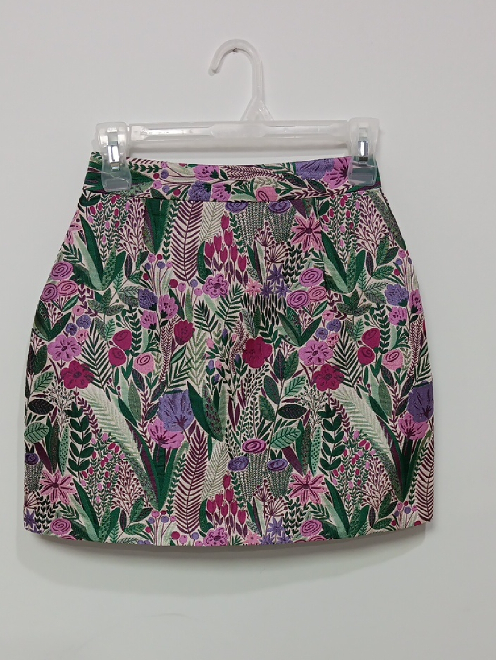 Floral Print Brocade Mini Skirt